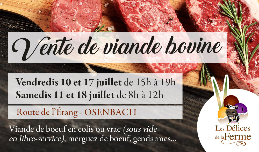 Vente directe à la ferme de viande de boeuf, de viande bovine en direct